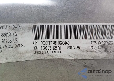 2015 Fiat 500 Pop from USA, damaged, VIN 3C3CFFAR8FT603449